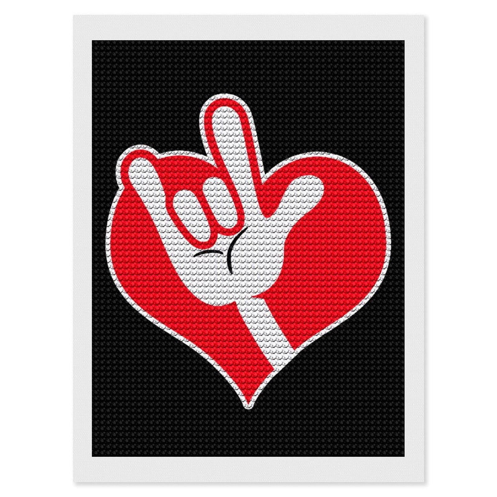 Nclqvjxzkhw Style Am-Ericans-Sign Language I Love You Diamond Art Painting For Adult Round Diamonds Pictures Arts Crafts Home Wall Decor 12"X16"