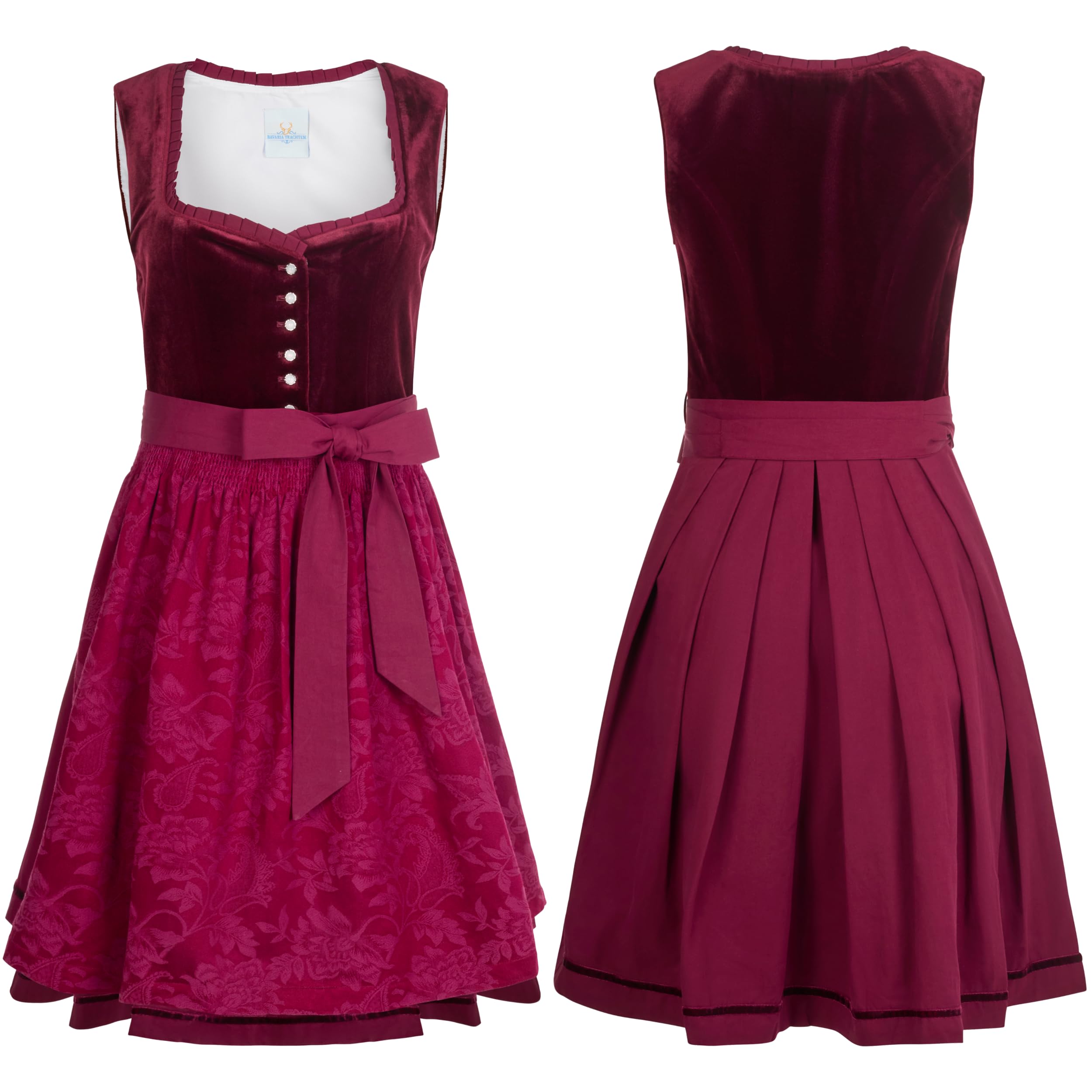 BAVARIA TRACHTEN Women Dirndl Set Burgundy Velvet Oktoberfest No Blouse