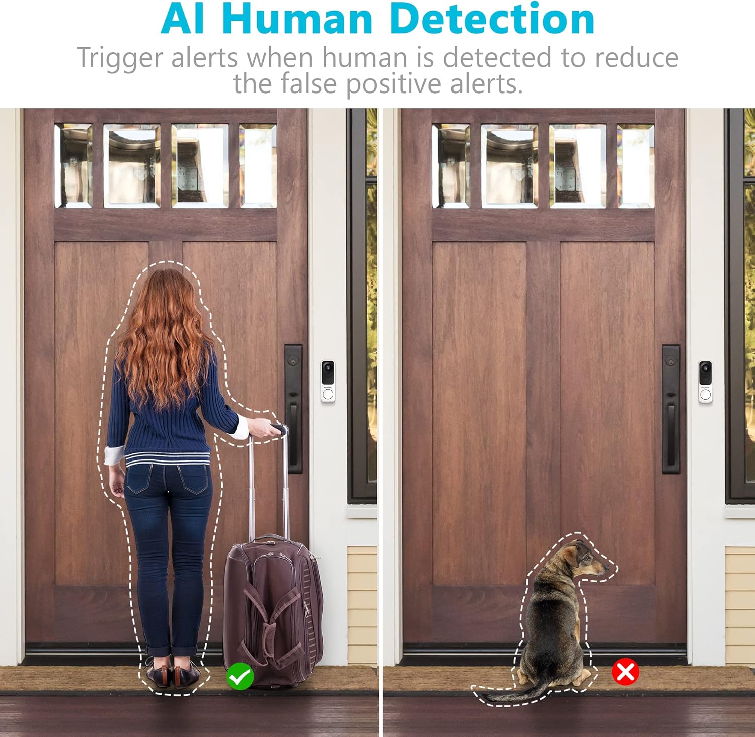 Doorbell Camera Wireless 2K,LaView Video Camera with Base Station,AI Human Detection,4:3 Aspect Ratio,160-Day Battery Life,Night Vision,Two-Way Audio,US Cloud Server/SD Slot,Compatible with Alexa