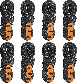 Azarxis Reflective Cord Pack Tent Guyline Rope High-Strength Lightweight with Aluminum Cord Adjuster for Tying Down Tarps, Camping Tent, Outdoor Packaging