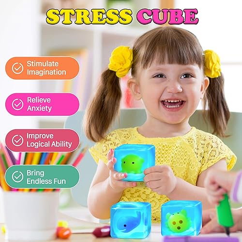 Miniatura 6 de Cubo de estrés blando para adultos, juguetes sensoriales que brillan en la oscuridad, juguetes sensoriales para niños con autismo, bolas de estrés