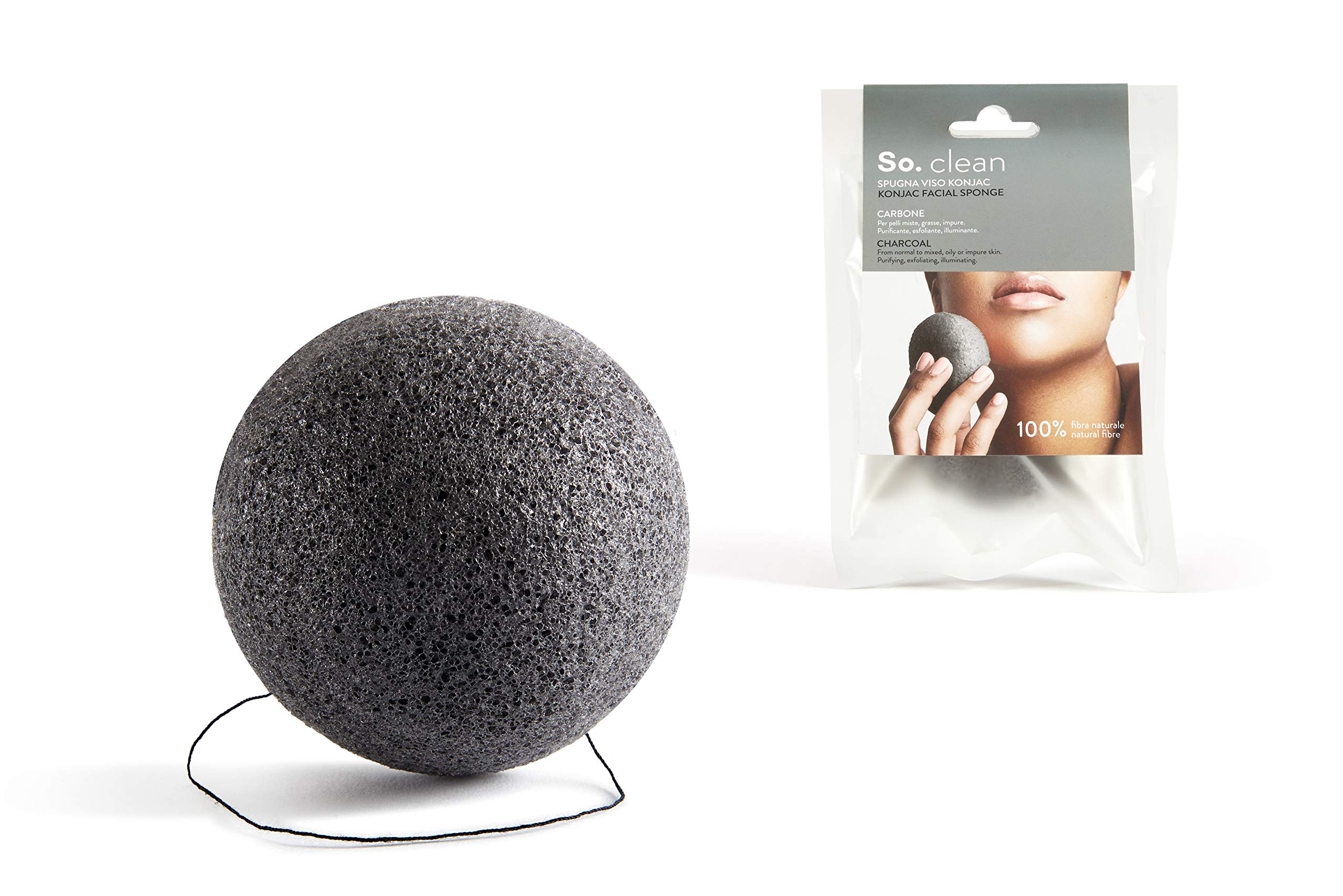 sí. Esponja facial Konjac – Carbón – 20g