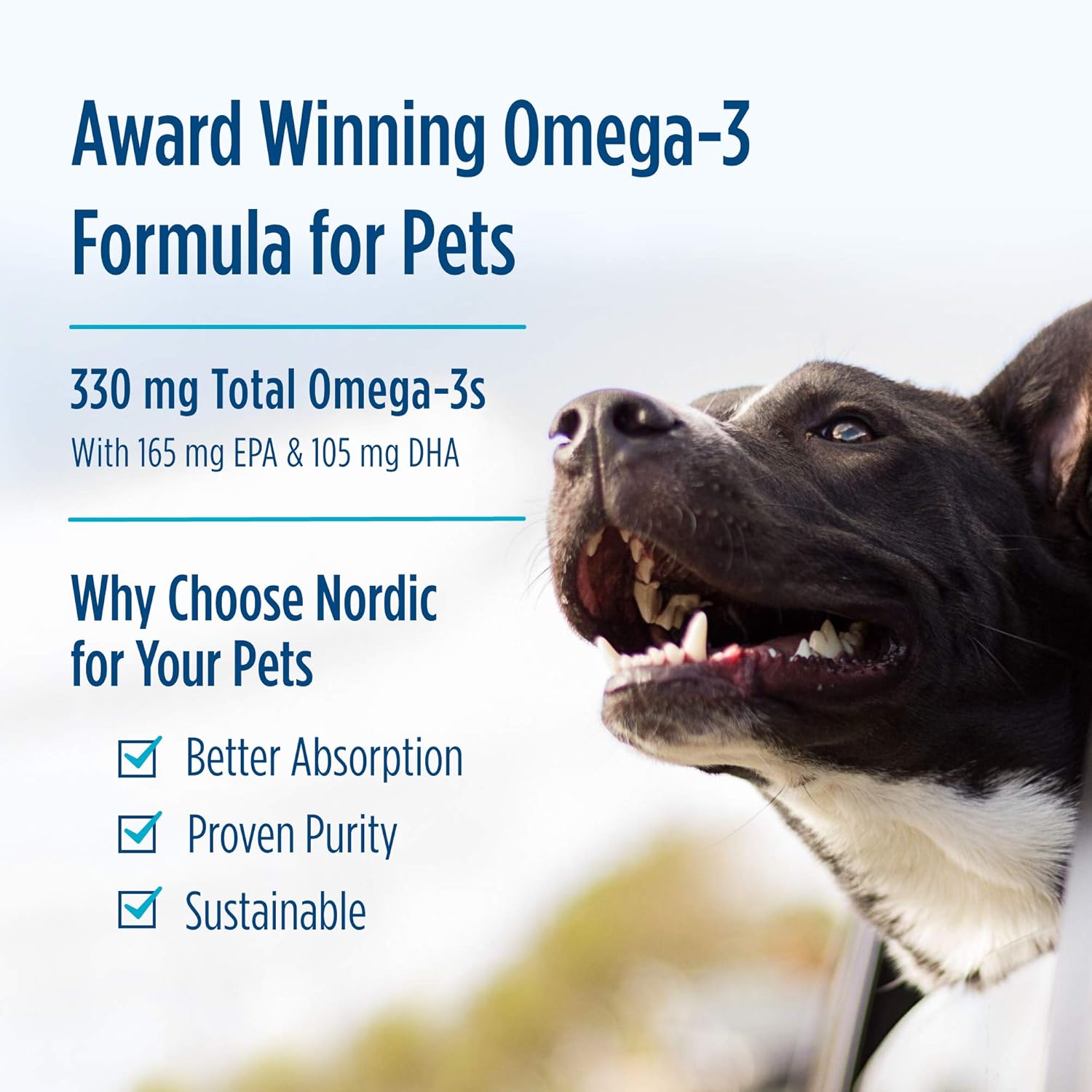 Nordic Naturals Omega-3 Pet, Unflavored - 330 mg Omega-3 Per Soft Gel - 180 Soft Gels - Fish Oil for Dogs with EPA & DHA - Promotes Heart, Skin, Coat, Joint, & Immune Health - Non-GMO : Pet Supplies