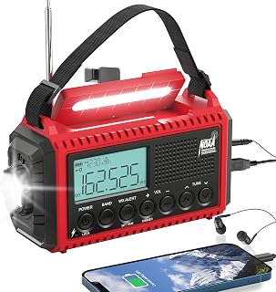 Emergency Crank Radio, 5000 NOAA Solar Hand Crank Weather Radio, 5-Way Powered AM/FM/Shortwave Portable Auto Alert Raido with Phone Charger, Flashlight, Reading Lamp&SOS for Outdoor Survival Kit Home