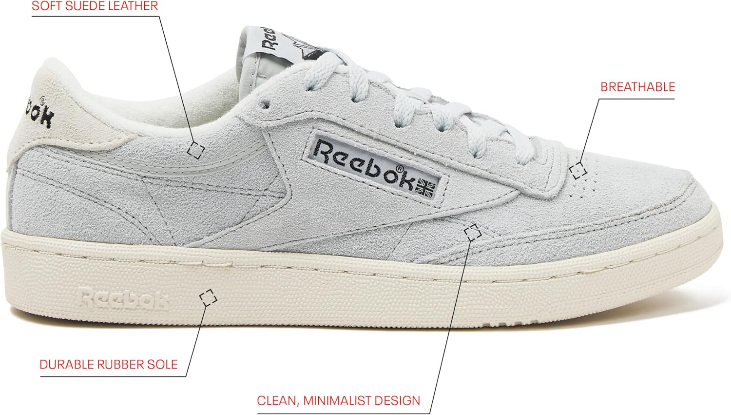 Reebok Mens Club C 85 Vintage Tennis Sneakers for Men - Image 2