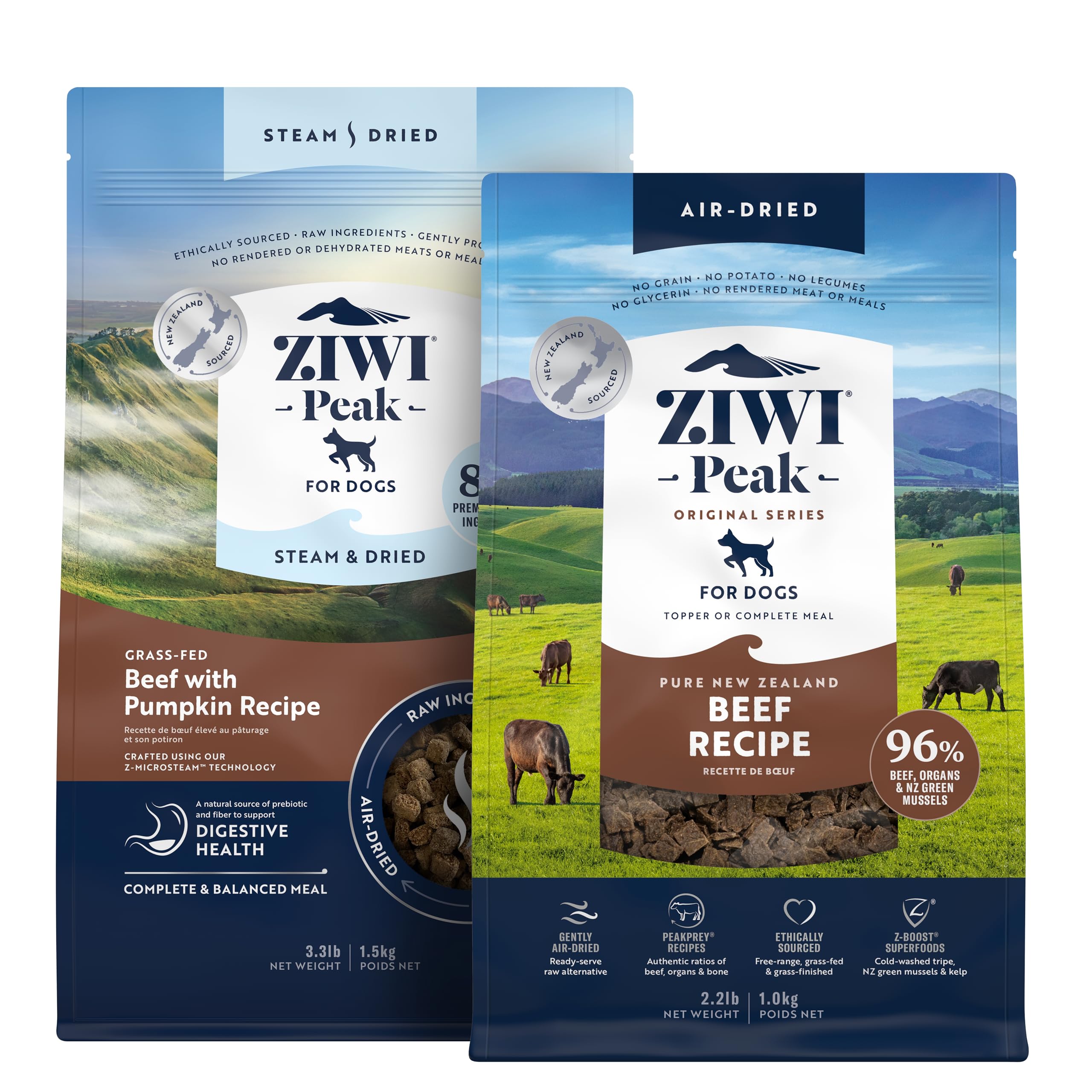 ZIWI Medium Beef & Pumpkin Dry Dog Food Bundle (35.2oz Air-Dried + 52.8oz Steam & Dried)