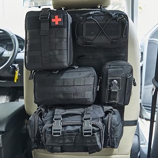 BXBXHD 6 Pack Tactical Truck Organizer Back Seat Storage Car Seat Storage Bag Molle Panels for vehicles, Car and SUV with Lots of Handy Compartments(Black)