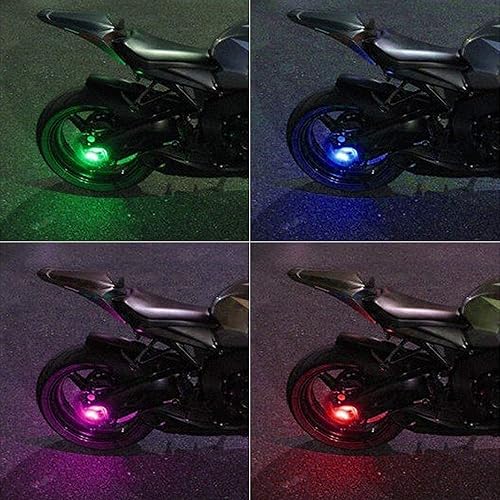 Miniatura 3 de Juego de 2 luces LED RGB para rueda de motocicleta con control remoto inalámbrico RF de 4 teclas, impermeable, multicolor, luz de neón para