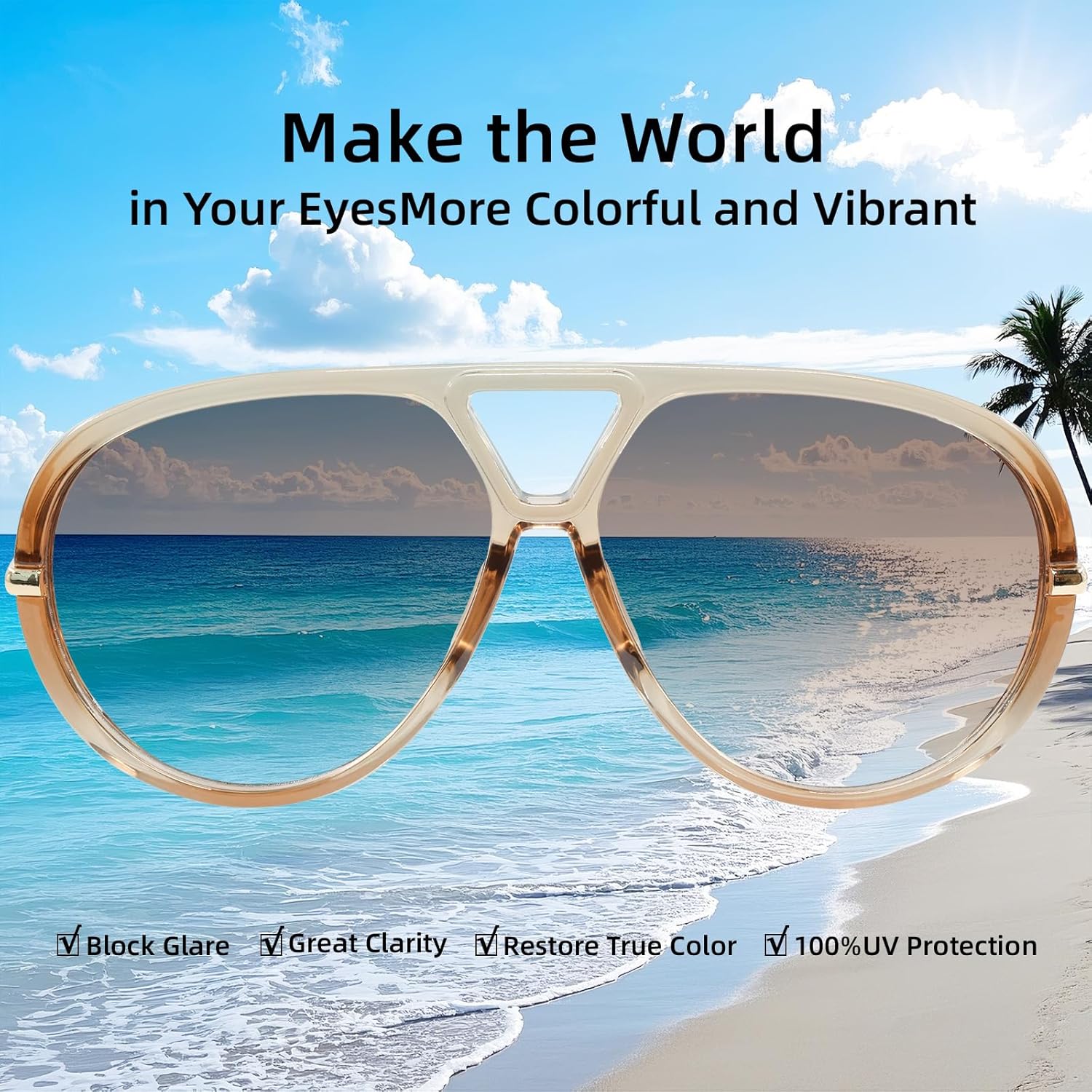 Retro Polarized Aviator Sunglasses for Women Men Oversized Classic 70s Trendy Square Sun Glasses Vintage Shades - Image 8