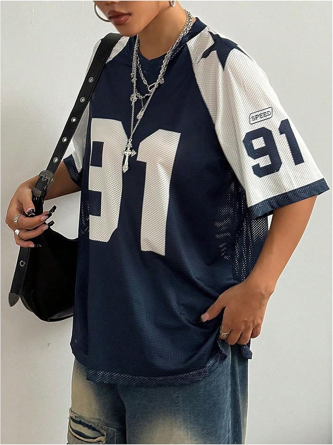 SOLY HUX Women's Jersey Shirts Number Graphic V Neck Half Sleeve T-Shirt Summer Football Tops Streetwear - Image 3