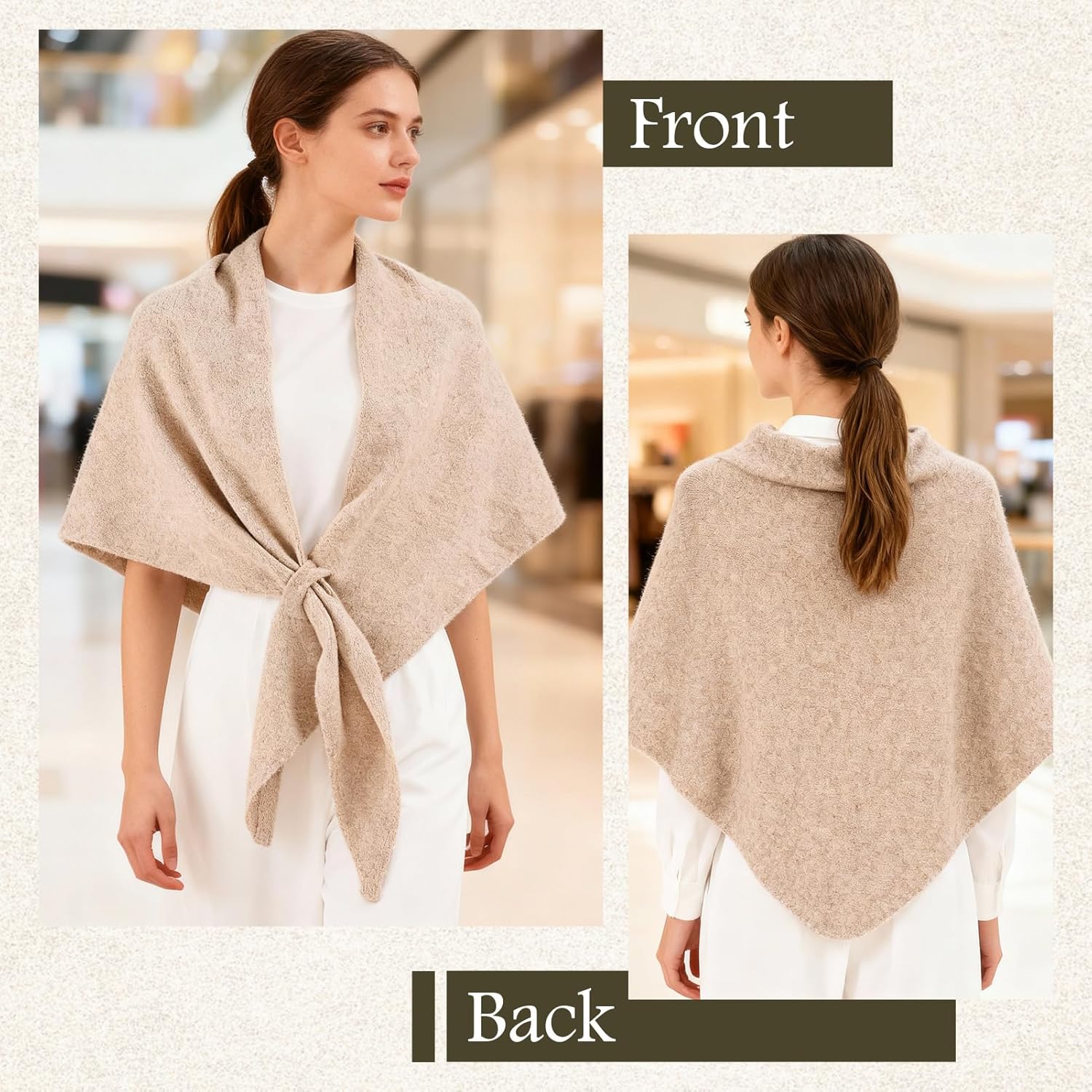 Shawl Wraps for Women Winter Knitted Triangle Cashmere Shawl Scarf Pashmina Cardigan Cape - Image 7