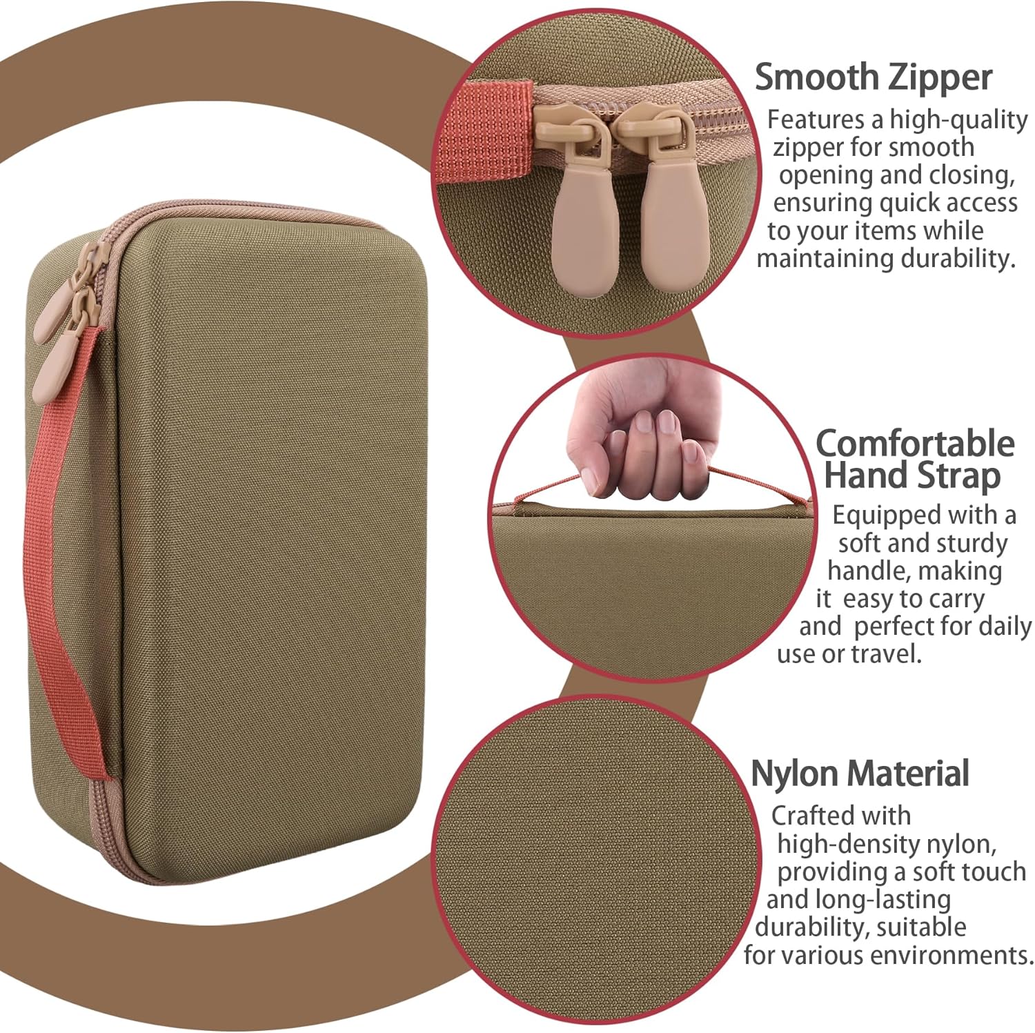 co2CREA Hard Travel Case for Anker Soundcore Boom 3i Speaker, Shockproof Protective Storage Bag with Handle and Mesh Pocket, Brown Case - Image 4