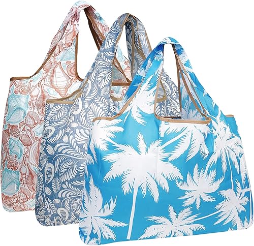 allydrew Bolsas grandes plegables de nailon reutilizables para comestibles, paquete de 3