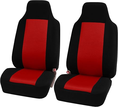 Miniatura 8 de FH Group FH-FB102114 - Juego completo de fundas clásicas de tela para asiento de automóvil, color rojonegro con tapetes de vinilo F11306, se adaptan