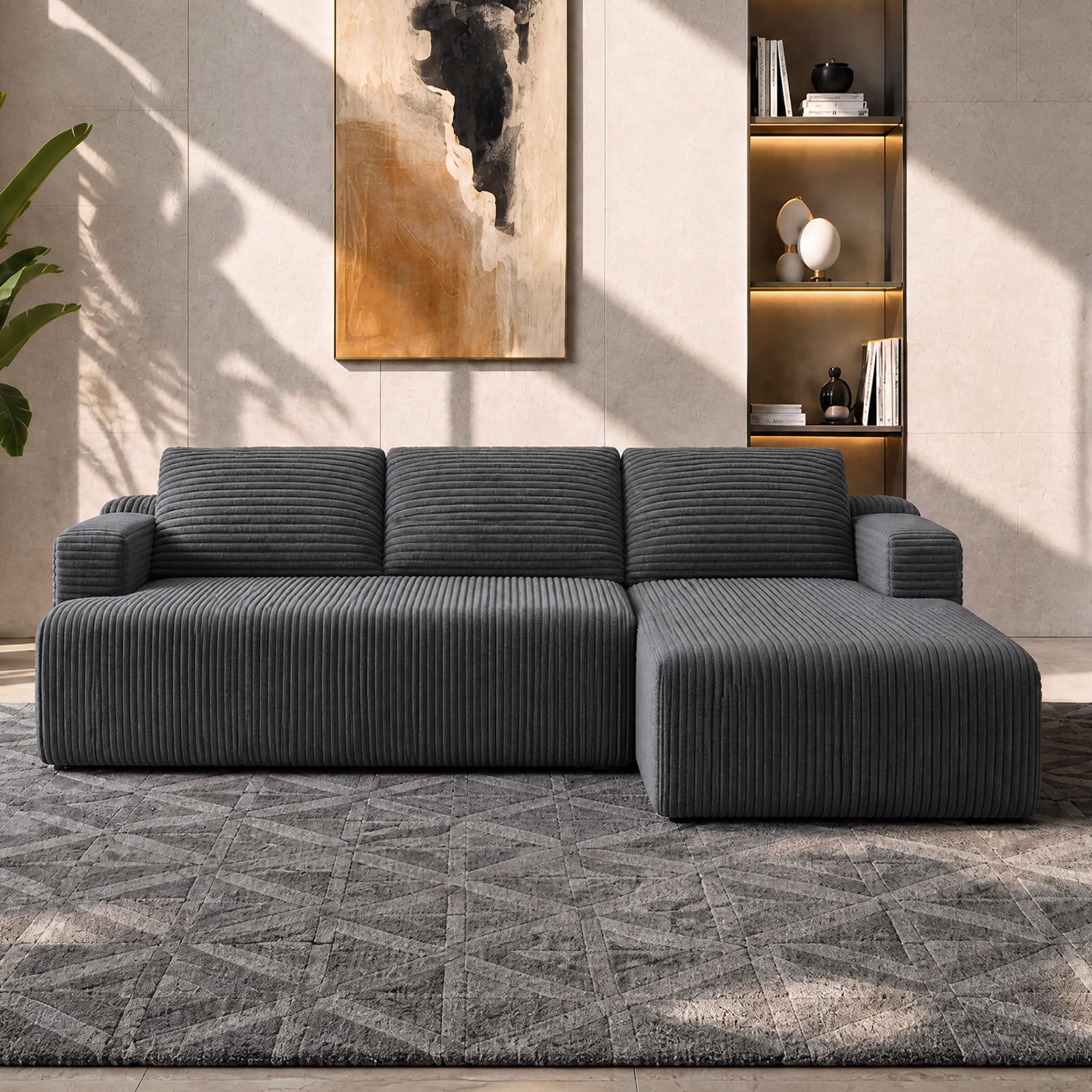 Maywish 92.5" L-Shaped Cloud Boneless Sectional Couches for Living Room