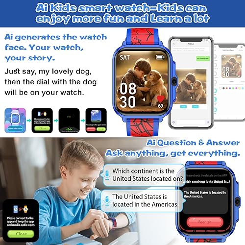 Miniatura 2 de Smart Watch for Kids Boys Age 5-12, Ai Functions Games HD Touch Screen Watches with Video Camera Music Player Pedometer Heart Rate Sleep Tracker