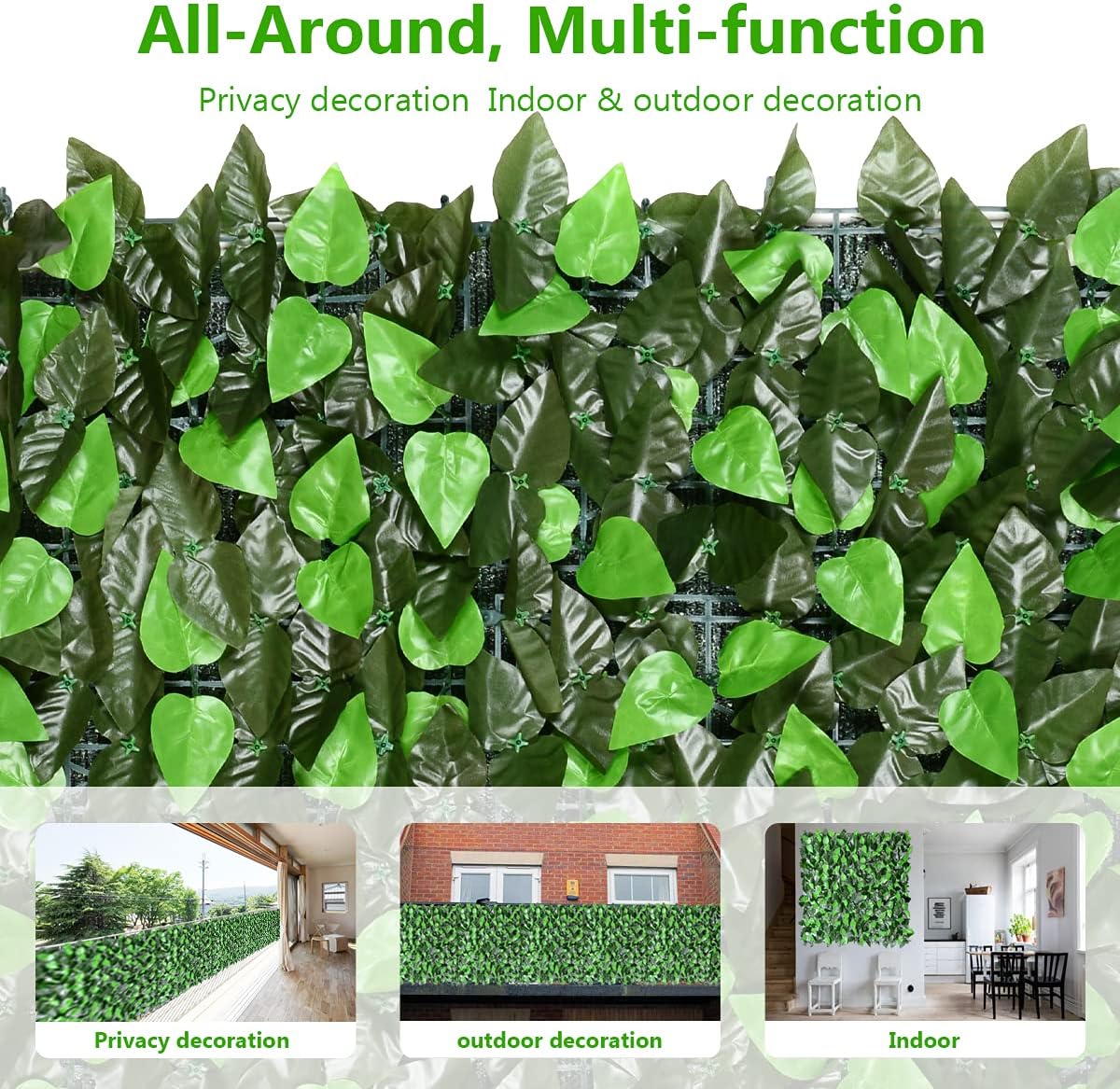 Eden's Decor Artificial Ivy Privacy Fence Screen 120"X40" Faux Ivy Privacy Wall Artificial Hedges Vine Forest-Color/Mint Green for Outdoor Decor Mesh Backing