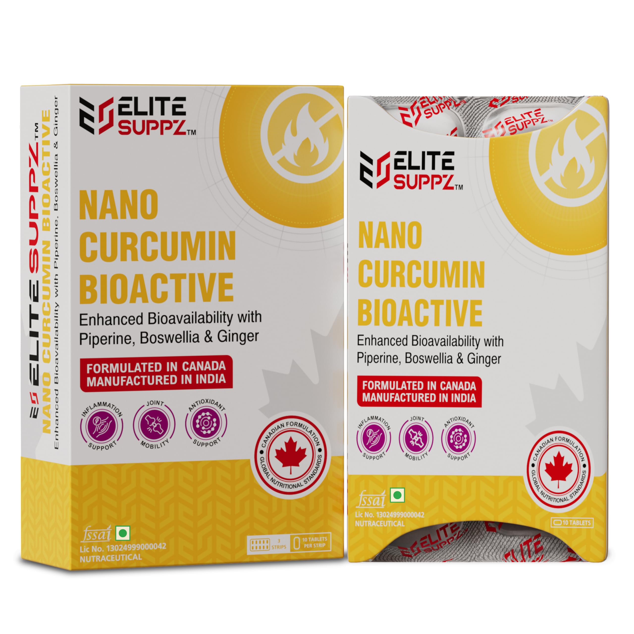 Nano Curcumin Bioactive 30 Tablets | Curcumin Extract 500mg with Piperine, Boswellia & Ginger | Enhanced Bioavailability Formula | Joint Mobility, Antioxidant & Inflammation Support , 3 Strips 10 Tablets Per Strip-image-33