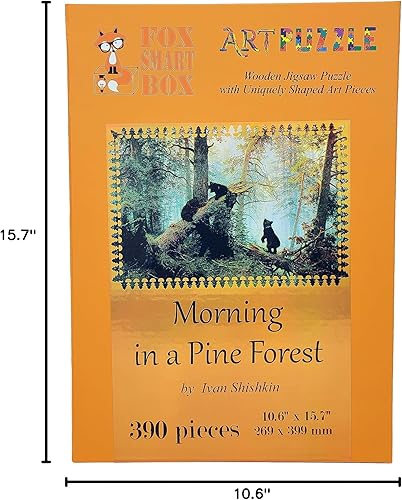 Miniatura 10 de Rompecabezas de madera para adultos, fabricado en los Estados Unidos por FoxSmartBox - 390 piezas - Morning in a Pine Forest