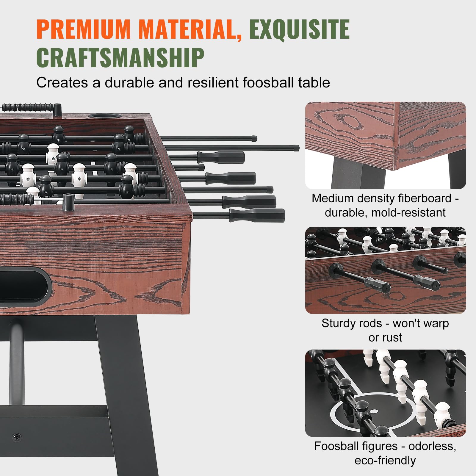 Happybuy Foosball Table, 55 inch Standard, Indoor Full Size for Home, Family, Game Room, Set with 4 Balls, 2 Cup Holders