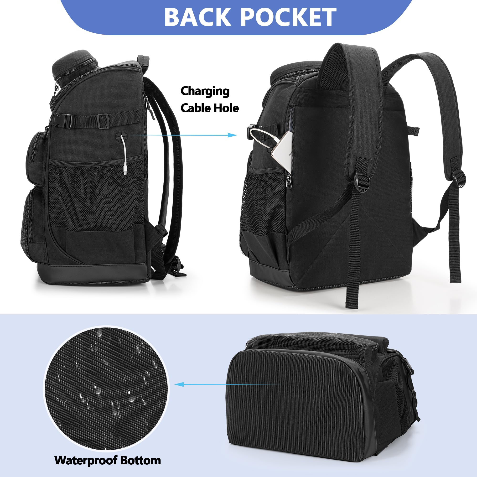 GOBUROS Mochila de natación con espacio separado para zapatos, bolsa de equipo de natación para piscina, playa, mochila deportiva para atletas de natación para hombres y mujeres, color negro