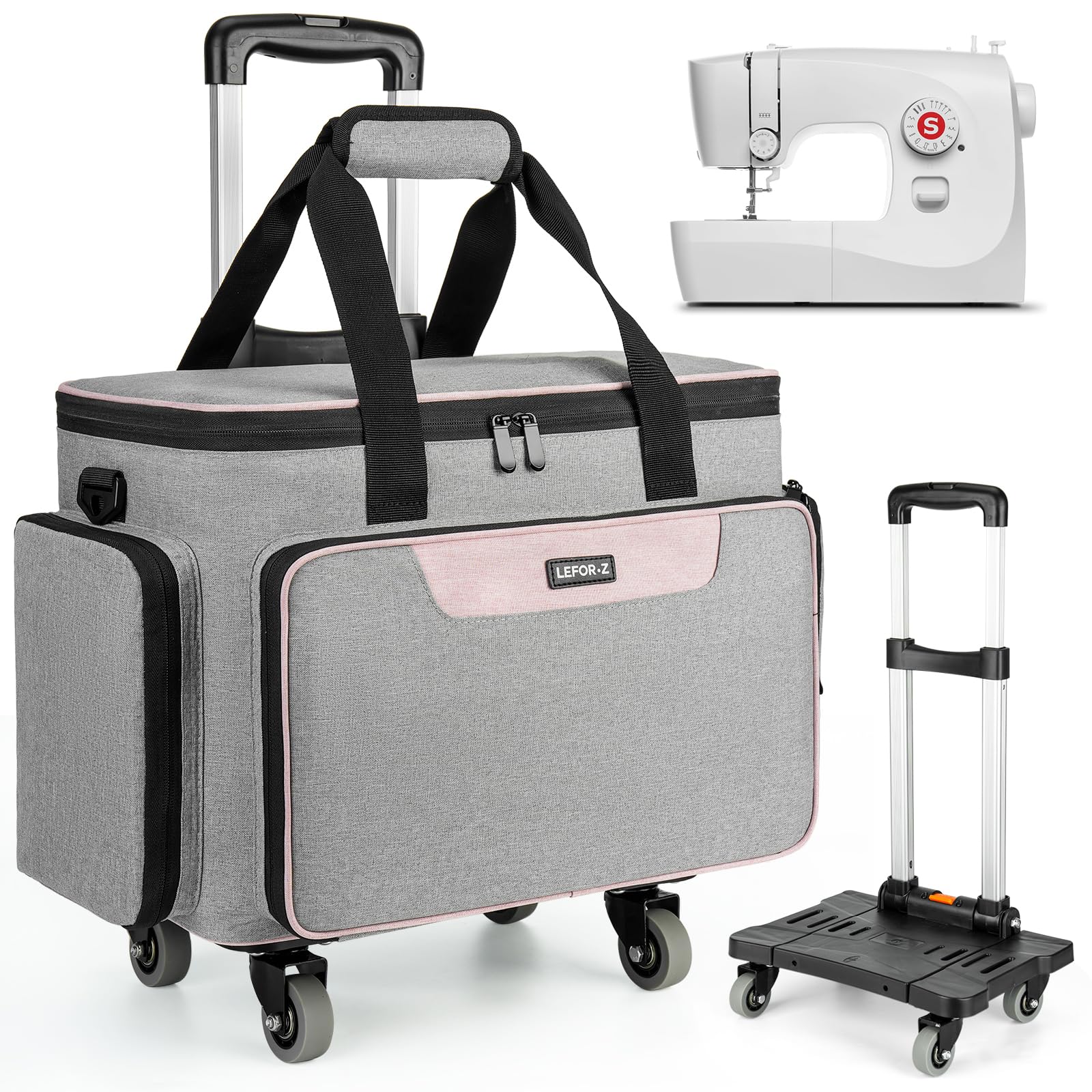 Lefor Zrolling Sewing Machine Case With Wheels Trolley Tote