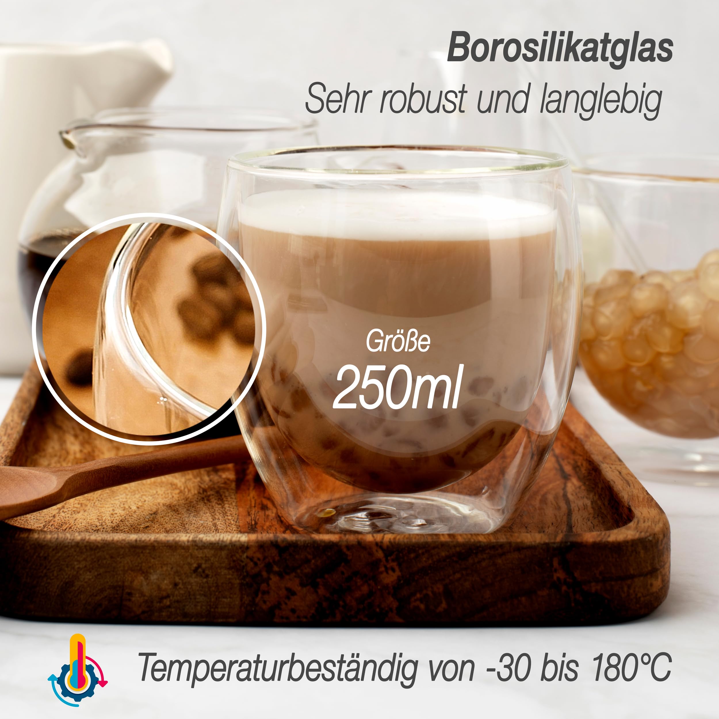 Bicchieri da latte macchiato a doppia parete da 350 ml (set da 2), in