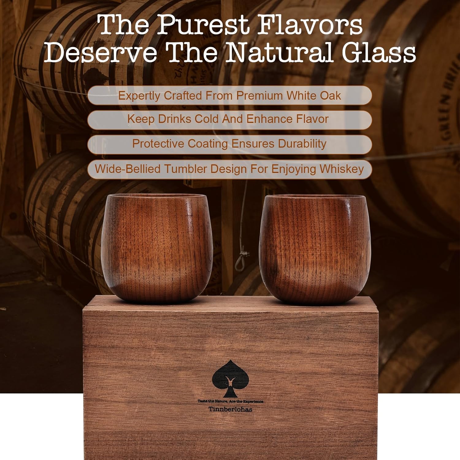 Wooden Whiskey Glasses Set of 2 – Durable Bourbon Glass for Men, Insulated Old Fashioned Glass – Whiskey Gifts for Husband, Dad, Brother – Birthday, Christmas, Father’s Day, Retirement - Image 4