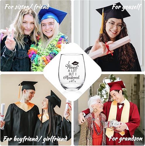 Miniatura 5 de Futtumy Regalos de graduación, I Wined A Lot But I Mastered It 2024, copa de vino sin tallo para ella, él, mujeres, hombres, amigos, graduados,