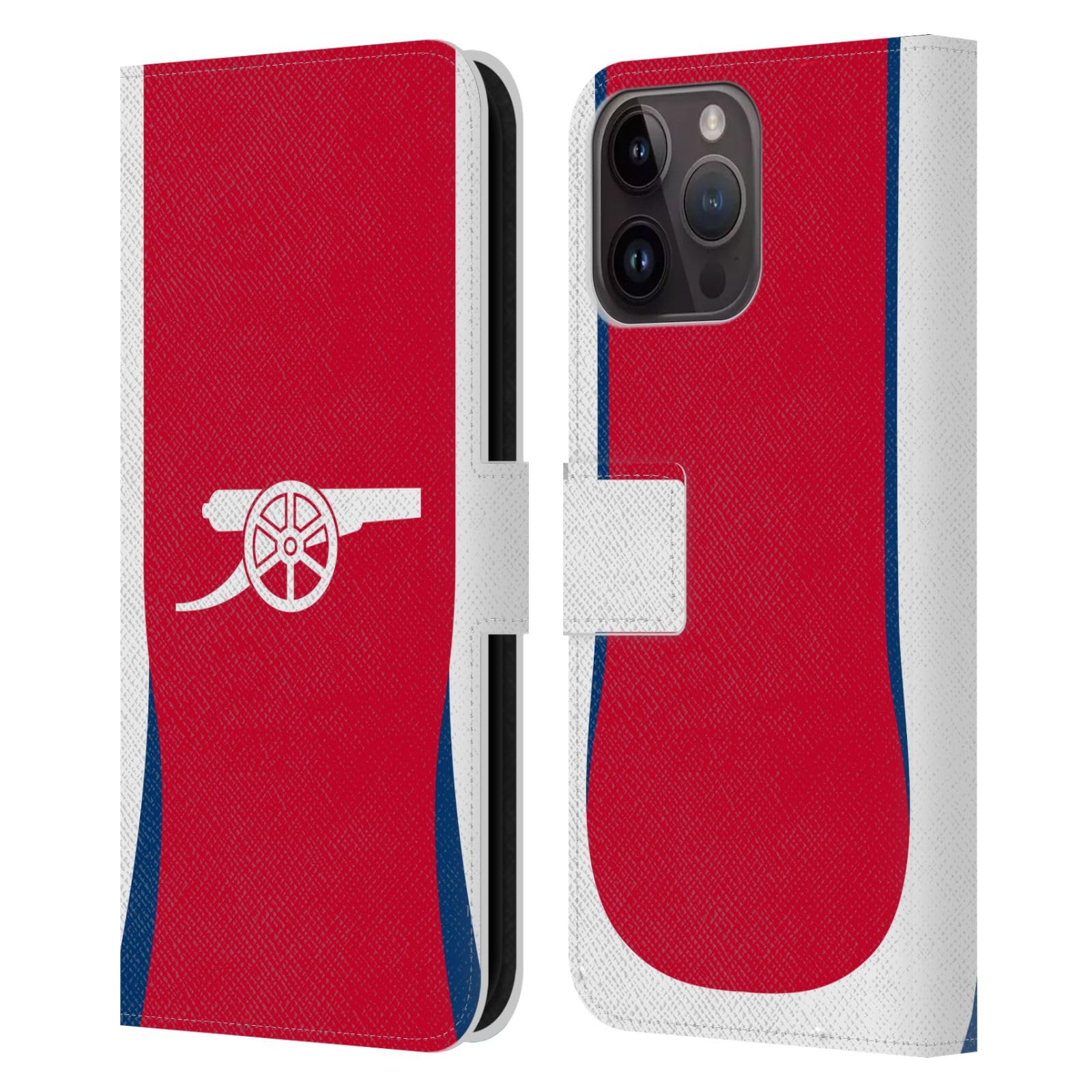 Head Case Designs Officially Licensed Arsenal FC Home 2024/25 Kit Leather Wallet Case Compatible With Apple iPhone 15 Pro Max โ image 1