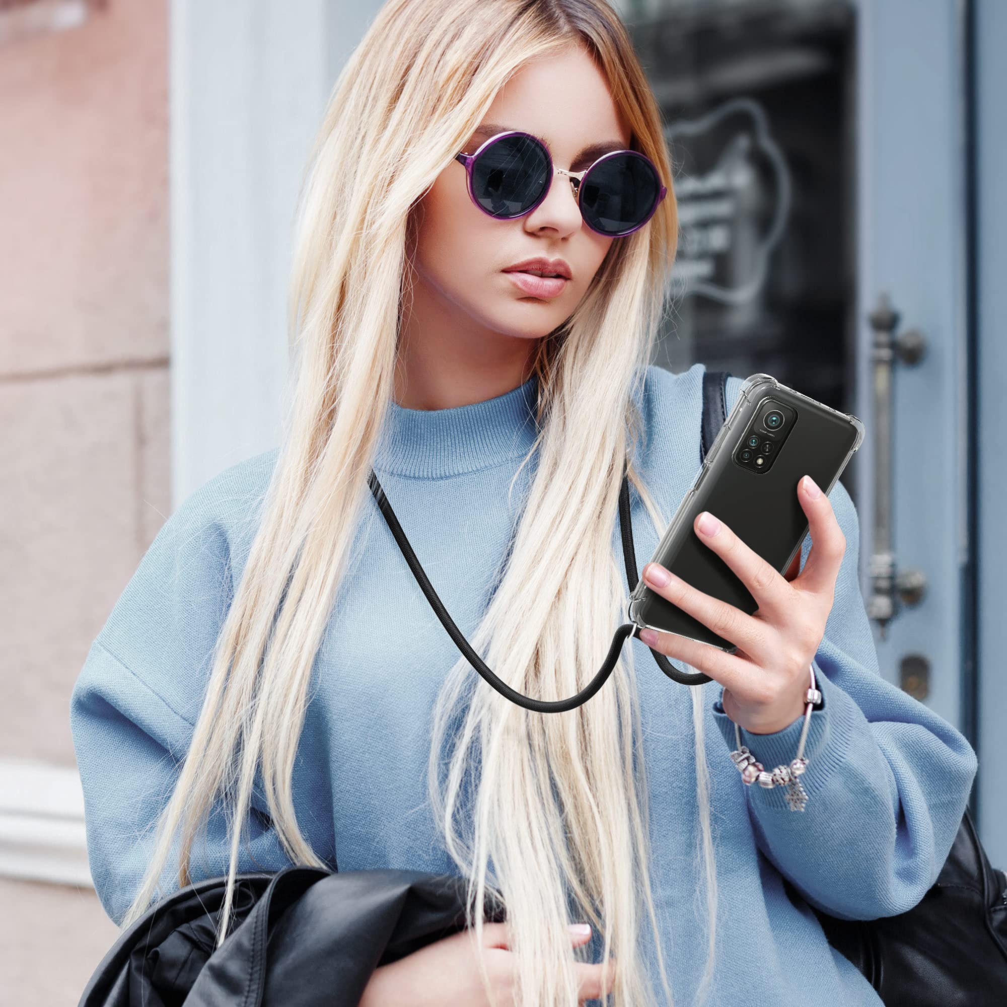 Kwmobile Coque Pour Xiaomi Mi 10T / Mi 10T Pro - Coque De Protection En Silicone Avec Cordon De Suspension Lavande