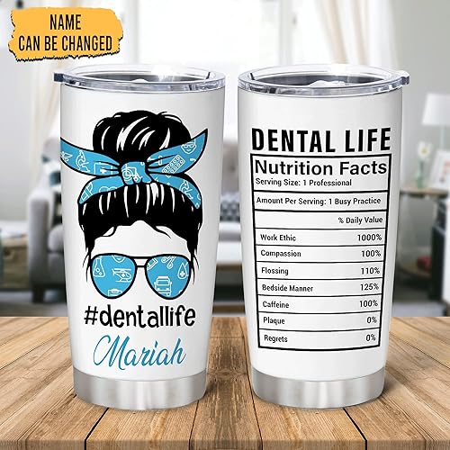 Miniatura 10 de Hyturtle Vaso de acero inoxidable personalizado para dentistas de 20 onzas con tapa, regalo ideal para dentistas, mujeres, higiene dental, hombres,