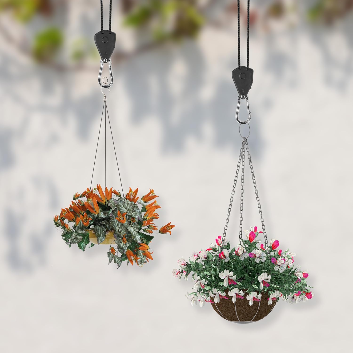 Simple Deluxe 2 Pairs 1/8 inch Adjustable Heavy Duty Rope Hanger Reinforced Metal Internal Gears Ratchets for Grow Light, 8ft Long & 150lbs Weight Capacity, Loose-Proof Design - Image 7