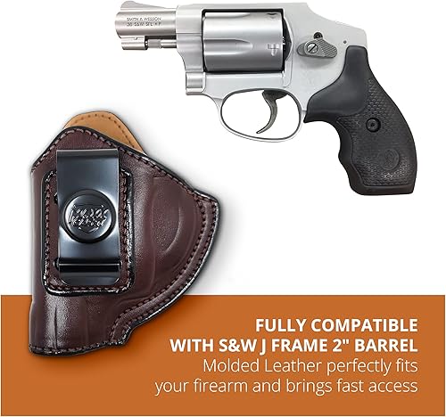 Miniatura 5 de PH - Funda de cuero genuino para S&W J Frame de 2 pulgadas, funda táctica de cuero Iwb S&W, funda de transporte oculta de cuero, cómoda apéndice de