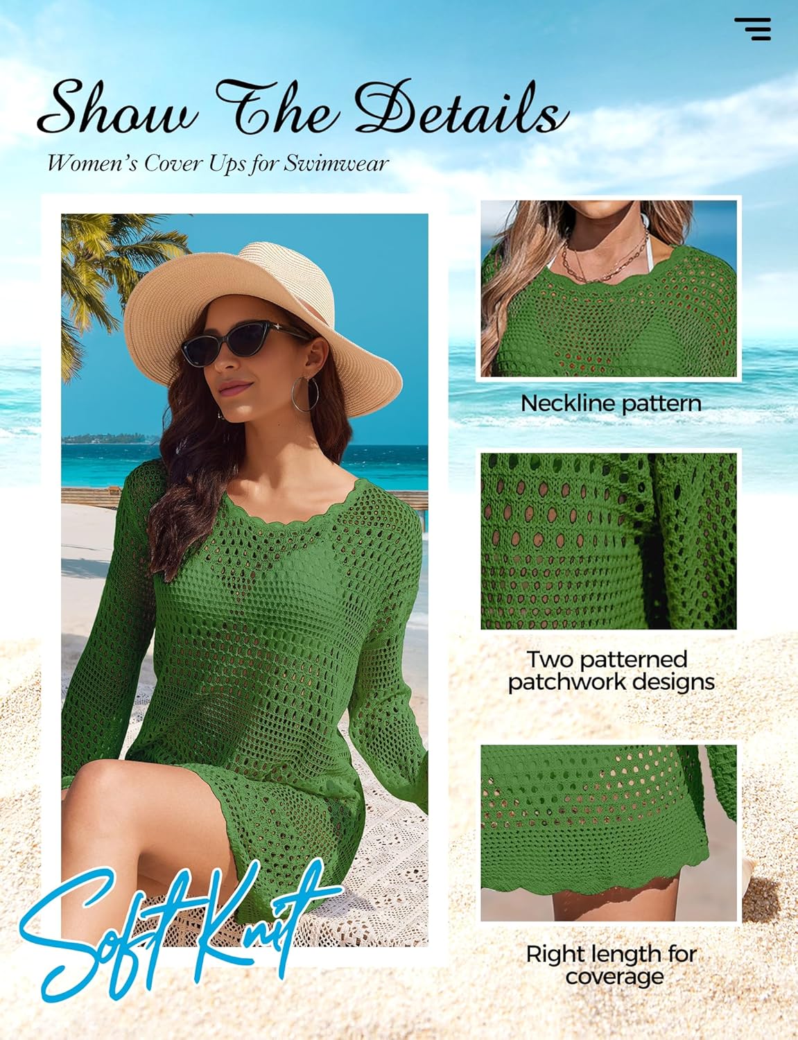 Buauty Women's Swimsuit Coverup Crochet Swim Cover Ups Bikini Bathing Suits Swimwear 2026 Summer Beach Dress Vacation Outfits - Image 4