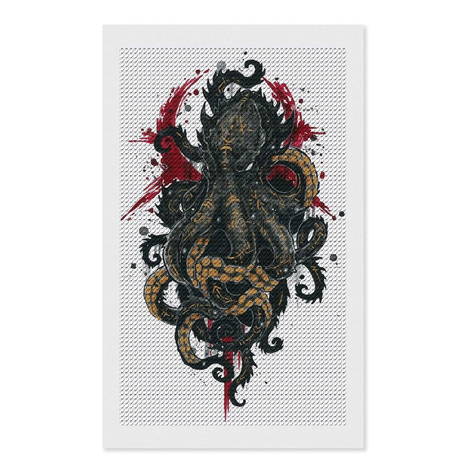 Junmoney Kraken Diamond Painting Set 12"x20", Full Kit Included, Sparkling Round Gems, Farmhouse Decor, Festive Craft Gift
