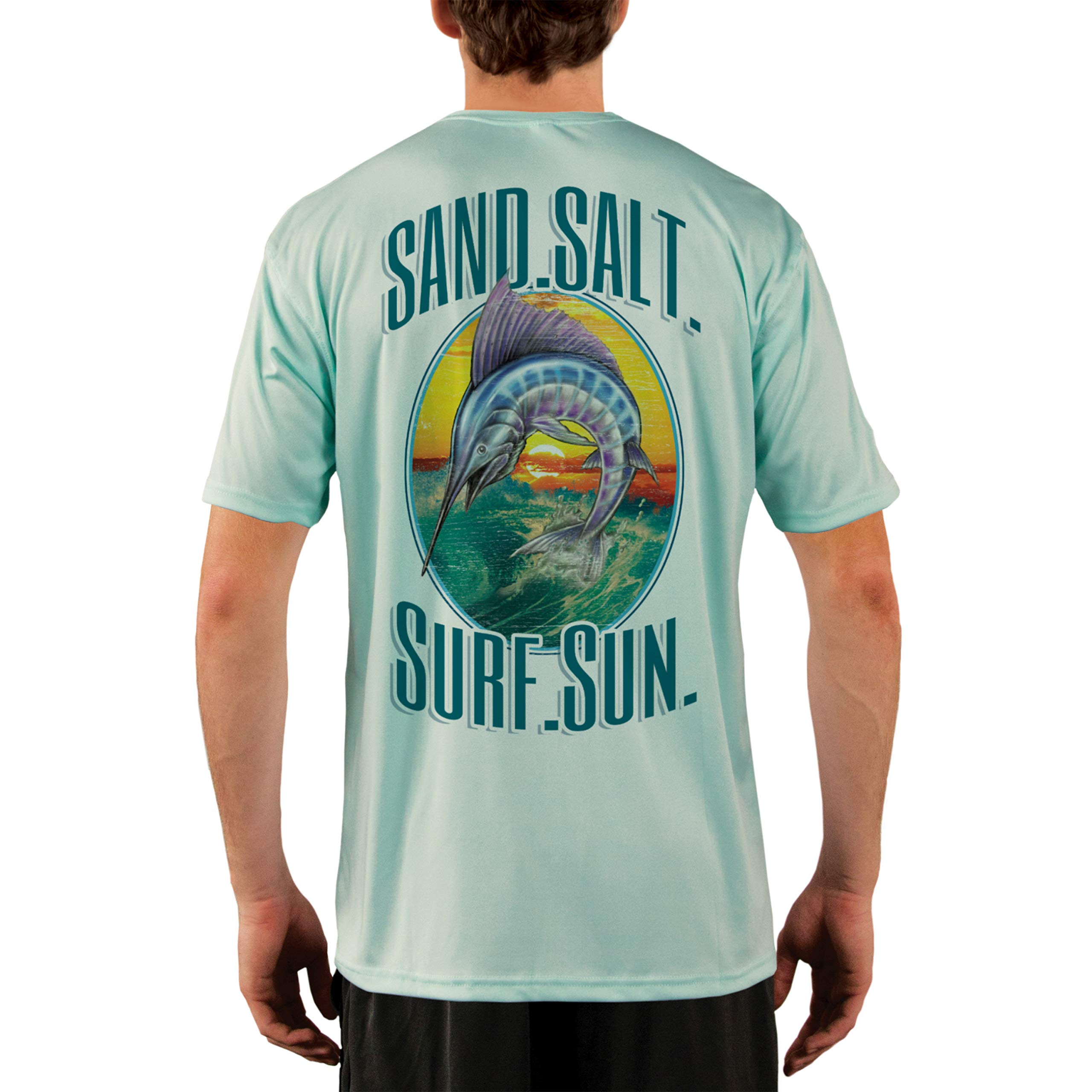 SAND.SALT.SURF.SUN. Ocean Marlin Men's UPF 50+ UV Sun Protection Performance Short Sleeve T-Shirt
