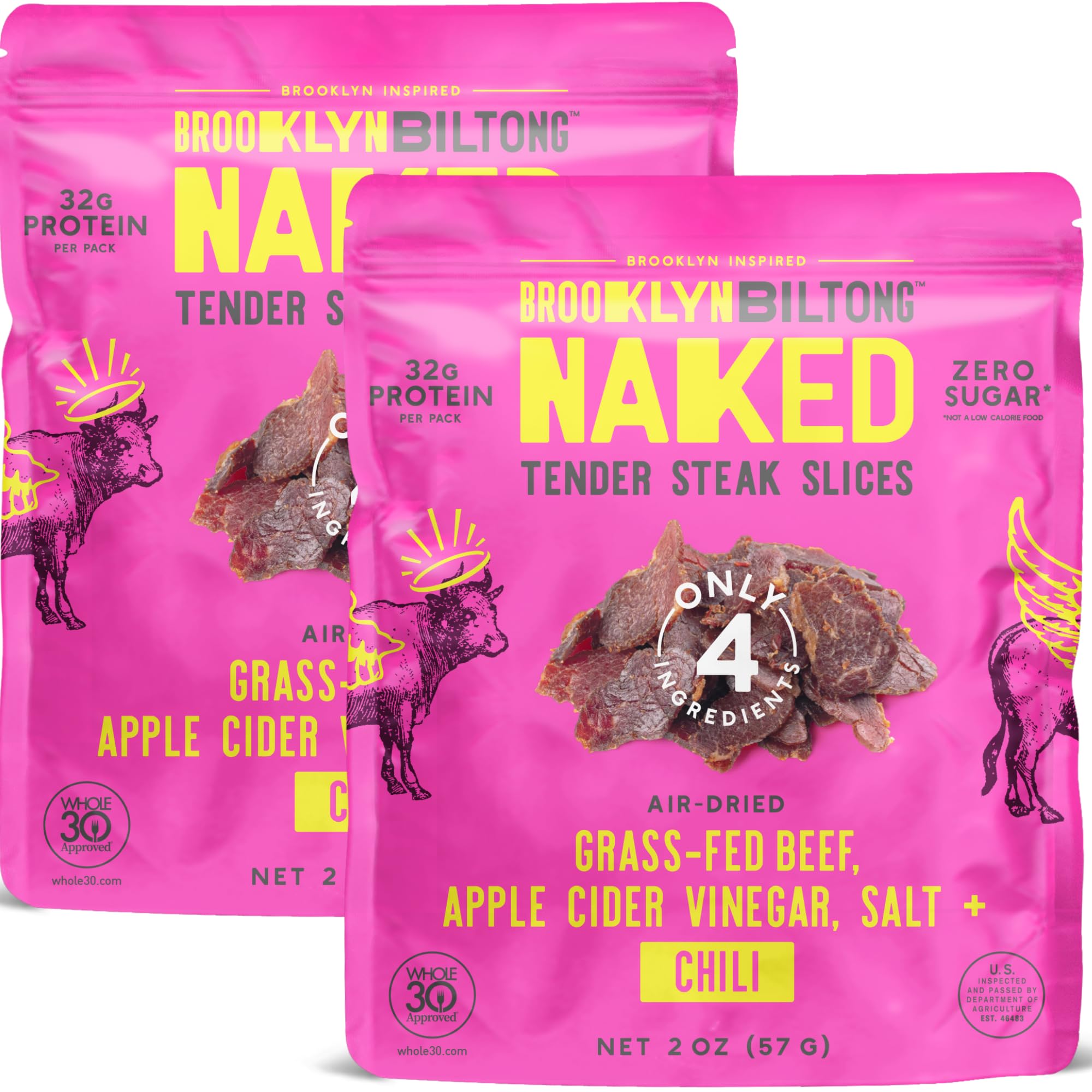 Air Dried Grass Fed Beef Snack, South African Beef Jerky (2 oz, Pack of 2) - Whole30 Approved, Paleo, Keto, Gluten Free, Sugar Free, Made in USA - (Peri Peri)