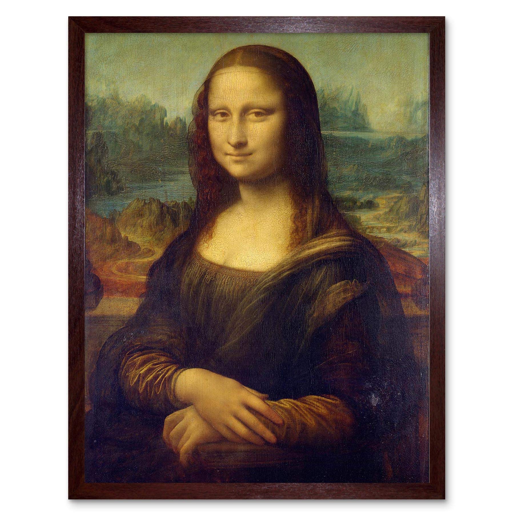 Wee Blue Coo Da Vinci Mona Lisa Art Print Framed Poster Wall Decor 12X16 Inch