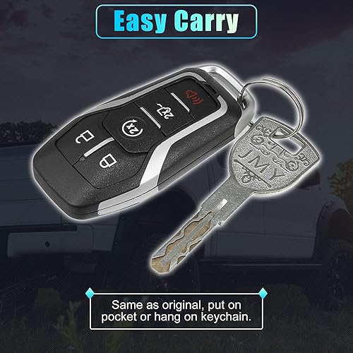 Miniatura 9 de X AUTOHAUX 2 piezas 5 botones de repuesto para llavero de entrada remota sin llave para Ford F150 F250 Truck 2015-2017 M3N-A2C31243300 con hoja sin