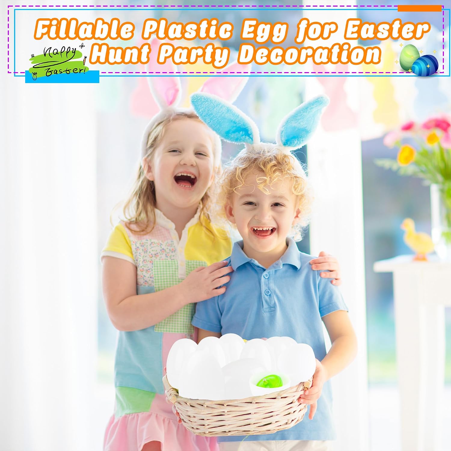 30 Pcs 4 Inches White Plastic Easter Eggs Bulk Fillable Plastic Easter Eggs Empty Blank Fillable Eggs for Easter Theme Party Supplies,Goodie Basket Stuffers