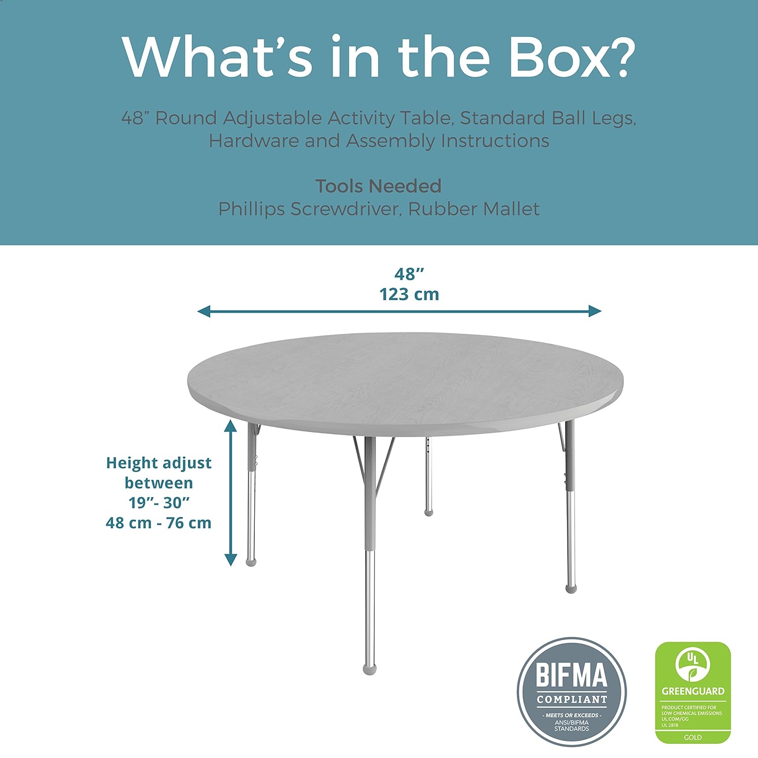 Blасk Frіdау - 40% оƒƒ ECR4Kids Everyday T-Mold 48 Round Activity School Table, Toddler Legs w/Ball Glides, Adjustable Height 15-23 inch (Maple/Blue/Sand) Prоmо 40% оƒƒ ECR4Kids Everyday T-Mold 48 Round Activity School Table, Toddler Legs w/Ball Glides, Adjustable Height 15-23 inch (Maple/Blue/Sand)