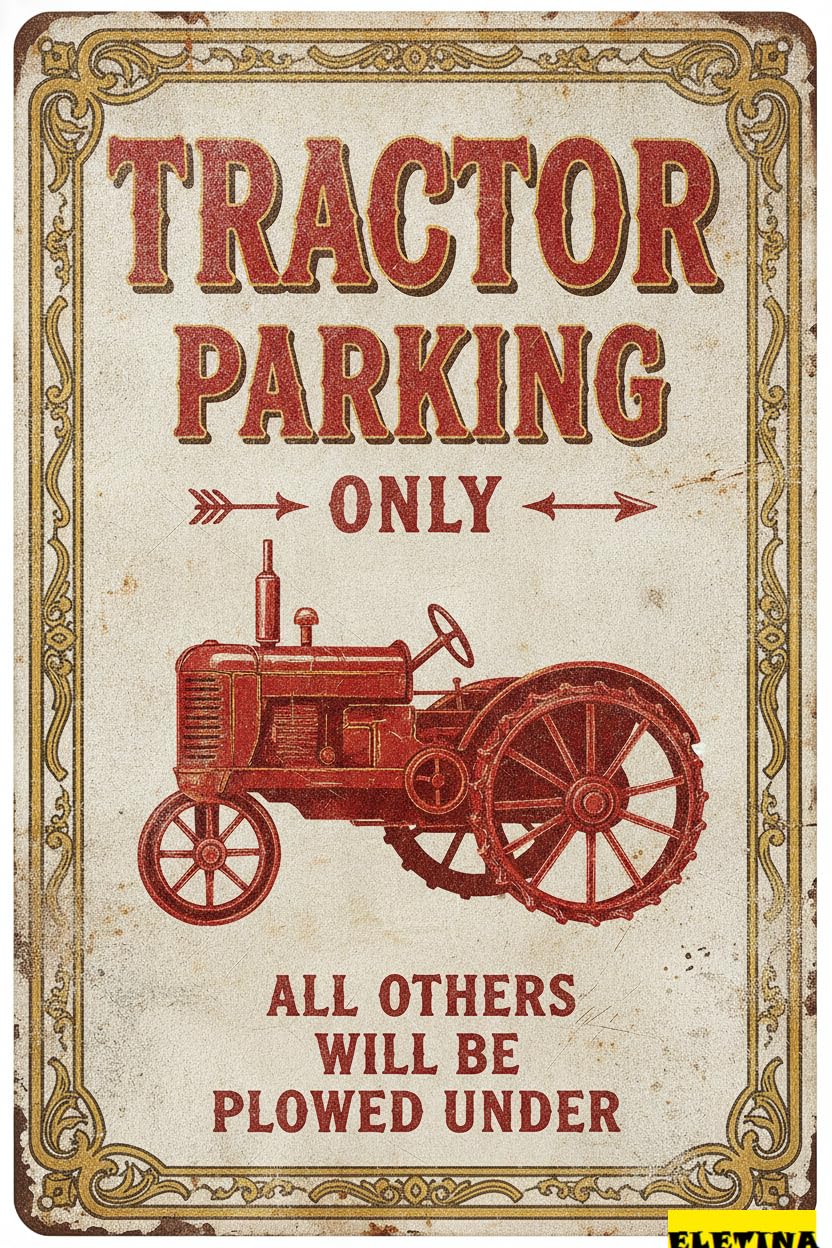 Tractor Parking Only Aluminum Warning Sign Street Gate Outdoor High Way Business Decor 8x12in