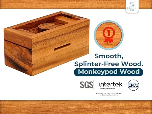 Vista 11 de BSIRI Canopic - Caja de madera desafiante rompecabezas mentales y uso como caja de dinero, caja de joyería, caja de bloqueo de rompecabezas 3D