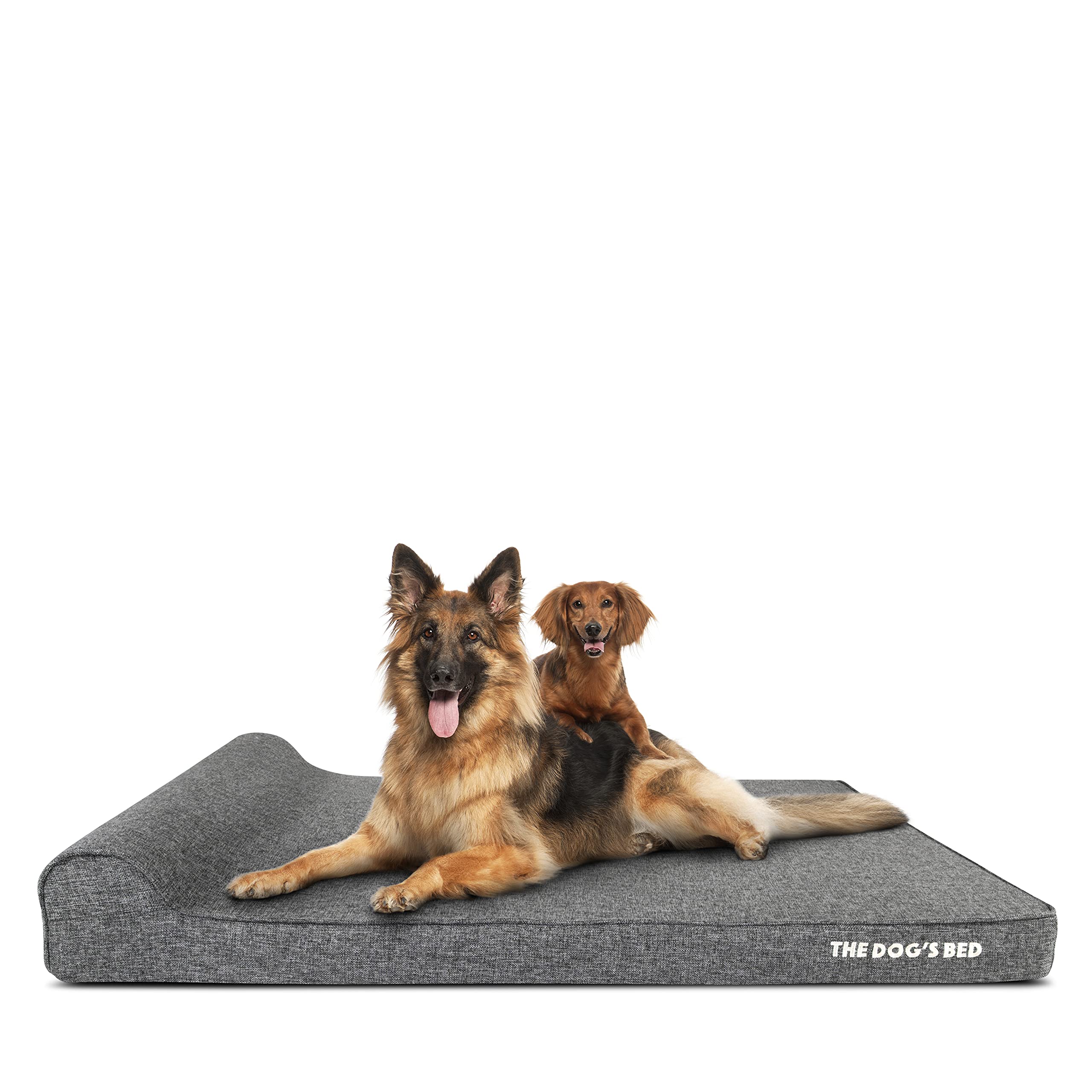 The Dog's Balls Orthopaedic Headrest Dog Bed XXL Grey Linen Trim  135x91x10cm, Waterproof Memory Foam, Veterinary Approved