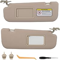 Left & Right Sun Visors with Clips for Hyundai Elantra 2011-2016 (Beige, Non-GT) - OEM Fit Replacement #85210-3X040-TX