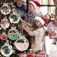 Vista 3 de 12 piezas de 60 mm Adornos de bolas de Navidad transparentes de plástico, 2.36'' redondas, de plástico transparente rellenables, DIY