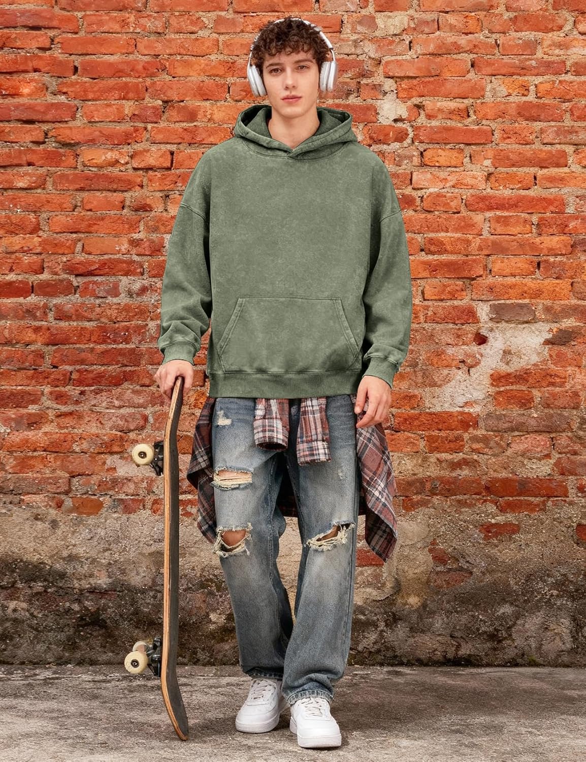 Eisctnd Mens Hoodies Oversized Unisex Acid Wash Casual Vintage Cotton Sweatshirt, Baggy Basic Streetwear Pullover - Image 7