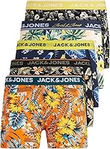 JACK & JONES 12204864 Men's Underpants, 5 Pairs of Boxer Shorts, White, Black, Blue, Grey Trunks