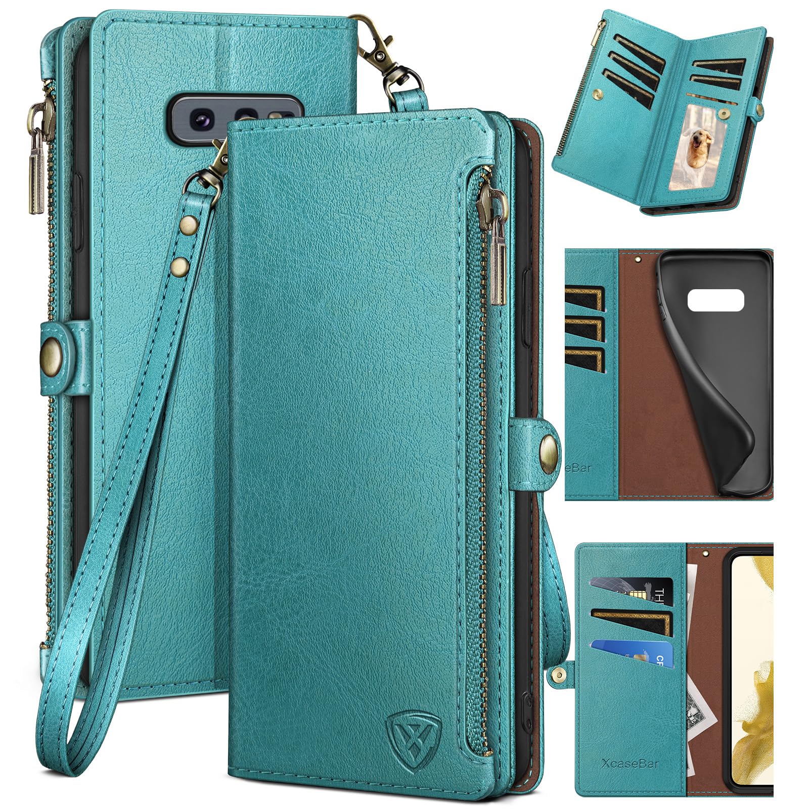 for Samsung Galaxy S10E Wallet case with Zipper Credit Card Holder【RFID  Blocking】, Flip Folio Book PU Leather Phone case Shockproof Cover Women Men